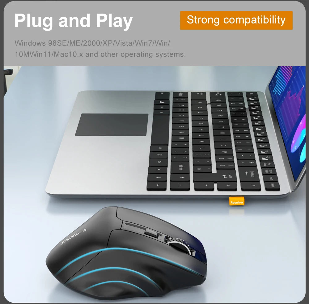 Ratón gaming E-YOOSO X-31 Pro USB grande con Bluetooth 2.4G inalámbrico, PAW3212, 4800 DPI, para gamers, ordenador portátil y PC