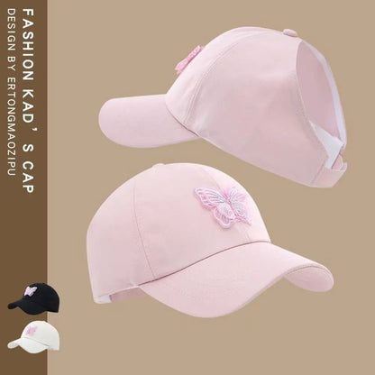 HOT Girl's Summer High Ponytail Cap Quick Drying Sunscreen Visors Kids Empty Top Baseball Cap Adjustable Candy Color Girl's Hat