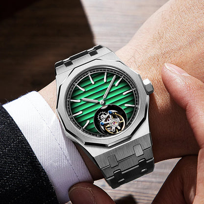 Raymondoya Men's Flying Tourbillon Movement Mechanical Automatic Luxury Watches Wristwatches Skeleton Watch Brand For Men Sapphire