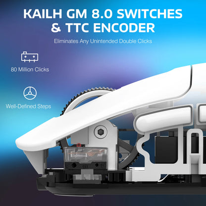 Ratón gaming inalámbrico ATTACK SHARK X3, ratón ergonómico para PC de 49g, tres modos, sensor óptico PAW3395 de 26K DPI, botones programables