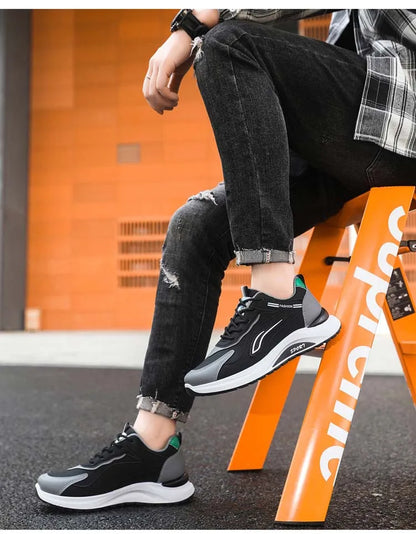 Modne męskie buty sportowe w koreańskim stylu, sznurowane, casualowe, do biegania, wygodne, oddychające, z grubą podeszwą