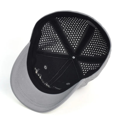 Baseballcap mit kurzem Mesh-Schirm, hinten geschlossen, für Damen und Herren, atmungsaktiv, Snapback-Cap, anliegender Dad Hat, verstellbar, einfarbig, im Trucker-Stil