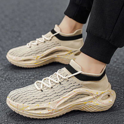 Men Sports Shoes Soft Light Mesh Thick Sole Anti Slip Tennis Shoes Spring New Fashion Lace Up Outdoor Fitness Running Shoes