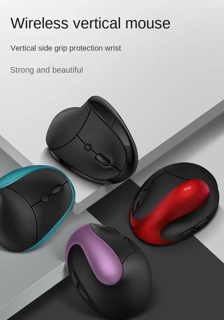 BTS-908 Ratón vertical recargable superventas, ratón inalámbrico ergonómico con receptor USB 2.4G, 1600 DPI ajustables y 6 botones