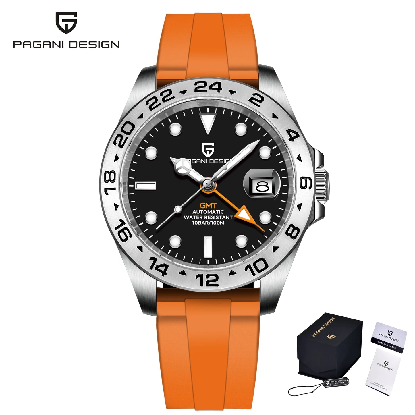 Pagani Design PD1682 Men’s GMT Watch 42mm Automatic Mechanical DG5833 Sapphire Crystal Stainless Steel Waterproof Black Vintage