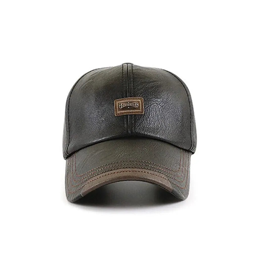 Men Hats Baseball Caps Leather Outing Cap Fashion Casual Adjustable Winter Warm Hat