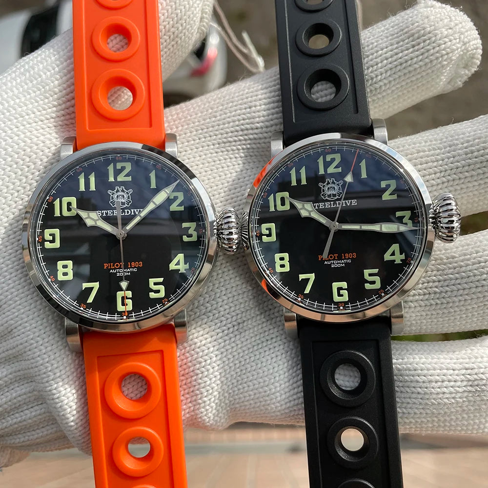 STEELDIVE SD1903 Big 46.5mm Steel Case C3 Luminous 200M Waterproof Sapphire Glass with AR Coating NH35 Mechanical Men Watches