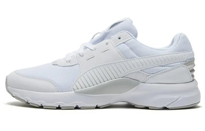 Chaussures de sport décontractées basses, légères et durables, à lacets, bout rond, en tissu Puma Future Runner, blanches et grises, 372611-01