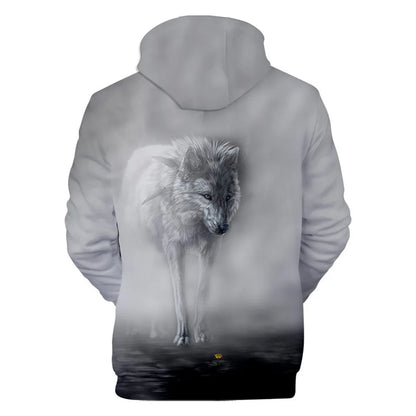 Sweatshirt com Capuz Cool Space Galaxy Wolf para Homem — Lobo Brilhante, Estilo Fashion, Pullover de Primavera e Outono