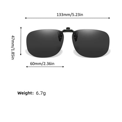 VIVIBEE Flip Up Clip On Sunglasses Fishing Polarized Men 47mm Clips For Eyeglasses Square UV400 Outdoor Driving Shades