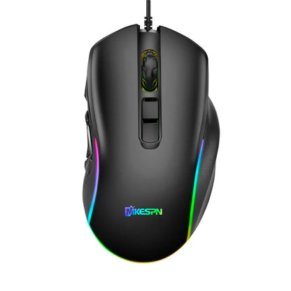Mouse cablato da gaming e ufficio 7200 DPI con retroilluminazione RGB, 6 livelli DPI regolabili, 10 pulsanti programmabili e pulsante per tornare al desktop