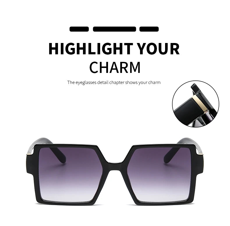 Cycling 1/2pcs Female Square Large Frame Sunglasses Women Retro Brand Big Frame Sun Glasses Black Fashion Gradient Eyeglasses