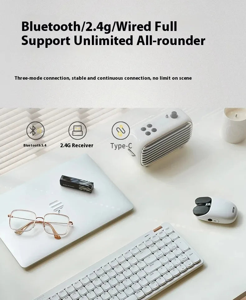 Lofree Flow Lite Wireless Mechanical Keyboard&PU Bag Lighter&Silenter POM Switch 2.4G Bluetooth&Wired Office Typing Gasket 84key