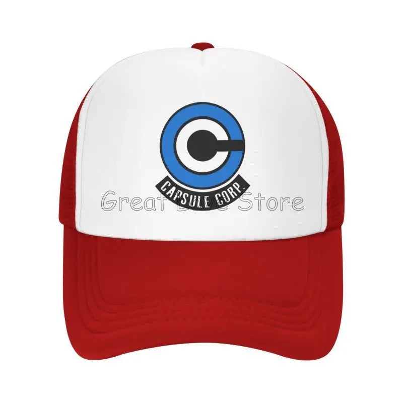 Capsule Corp Cappellini da baseball in rete Unisex Cappellino da camionista in stile hip-hop Cappellino da papà in stile anime DBZ Cappellino da corsa regolabile Cappellini da camionista estivi Cappellini snapback