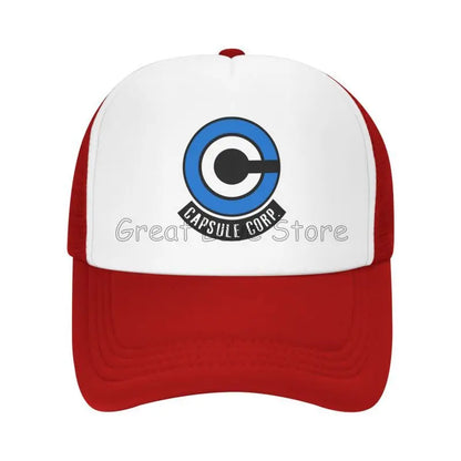 Capsule Corp Cappellini da baseball in rete Unisex Cappellino da camionista in stile hip-hop Cappellino da papà in stile anime DBZ Cappellino da corsa regolabile Cappellini da camionista estivi Cappellini snapback