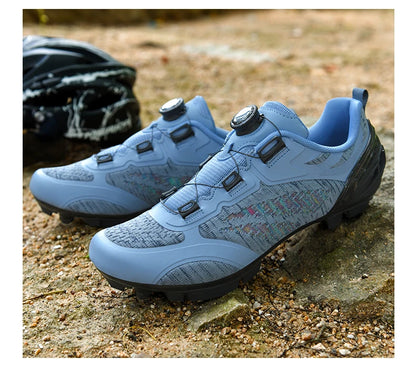 Sapatos de ciclismo MTB para homem e mulher T03 roxos respiráveis, de velocidade, autoblocantes, para ciclismo de estrada, corrida ao ar livre e treino