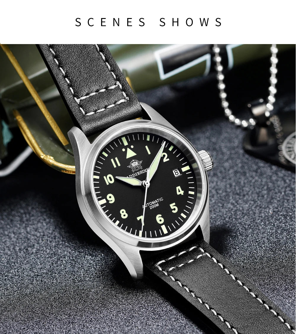 ADDIESDIVE Watches For Men C3 Super Luminous 200m Waterproof Japan 8215 316L Stainless Automatic Mechanical Watch