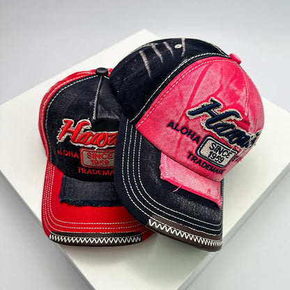 Koreanische Vintage-Waschung Baseballcaps für Herren und Damen aus Baumwolle, Snapback-Caps mit Stickerei, neue vielseitige Mode-Lettering-Freizeitcaps im Distressed-Look