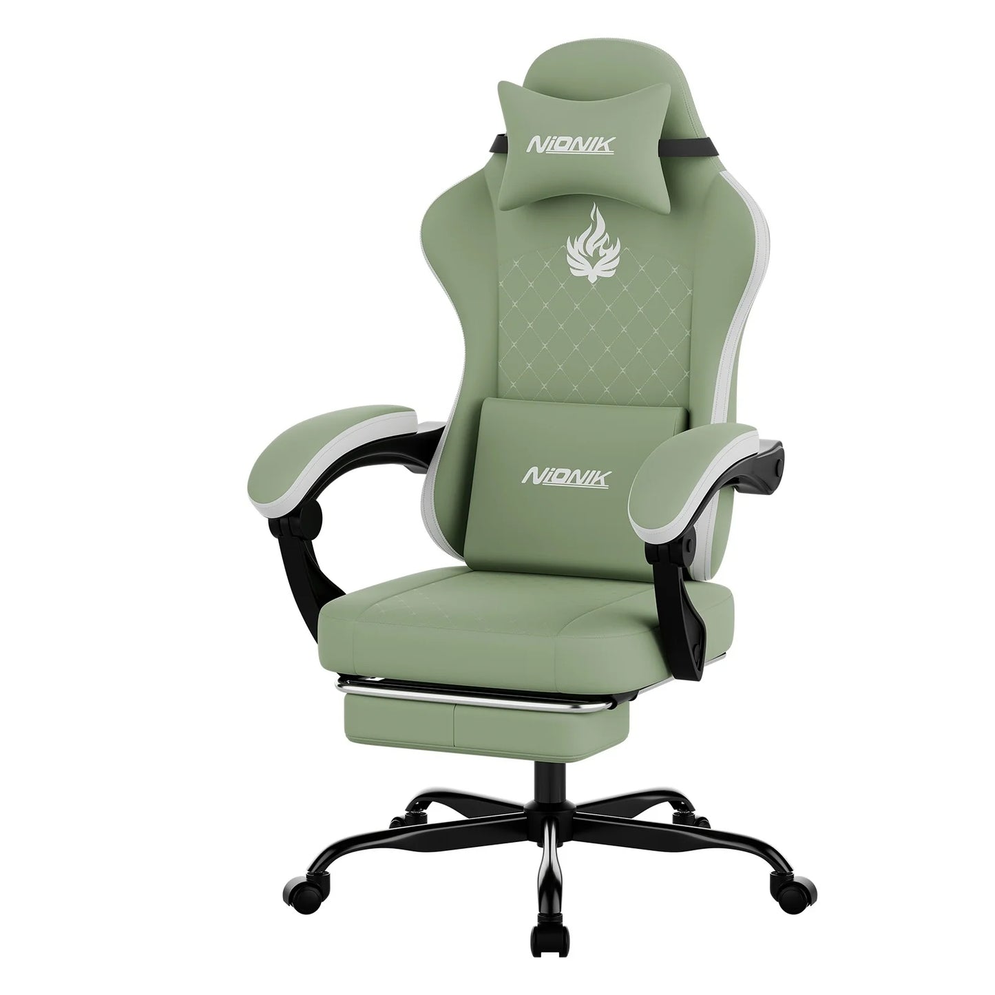 Gaming Chair High Back Ergonomic Office Chair with Footrest, Reclining Computer Gaming Chair, Adjustable Swivel Executive Desk Chair with Lumbar & Headrest Support