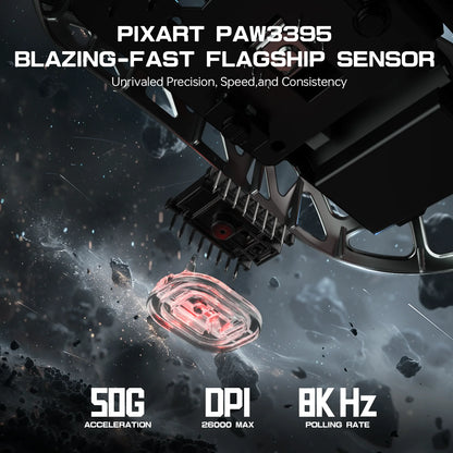 ATTACK SHARK R3 8KHz Magnesium Alloy Mouse, PixArt PAW3395 Sensor, up to 26000 DPI, 2.4G/BT/Wired, 46g superlight, for PC/Mac
