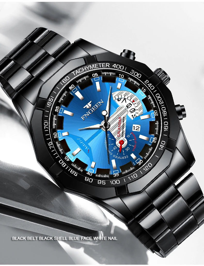 Montre-bracelet à quartz de luxe BINBOND pour homme, lumineuse, étanche, date automatique, en acier inoxydable