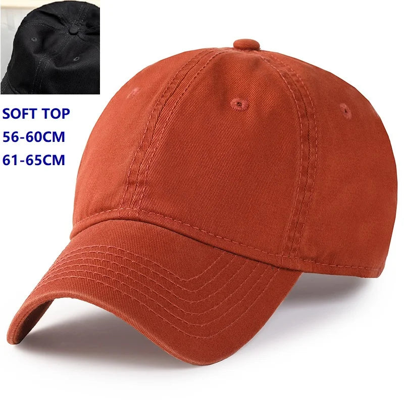 Men Women Oversize XXL 100% Cotton Baseball Cap,Large Baseball Hat for Big Heads 56-63cm(23.5"-25.5"),Adjustable Plain Dad Cap