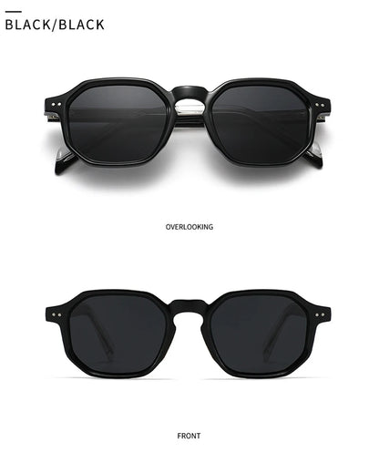 SHAUNA New Polygon Square Men Polarized Sunglasses Retro Rivets Women Blue Green Shades UV400