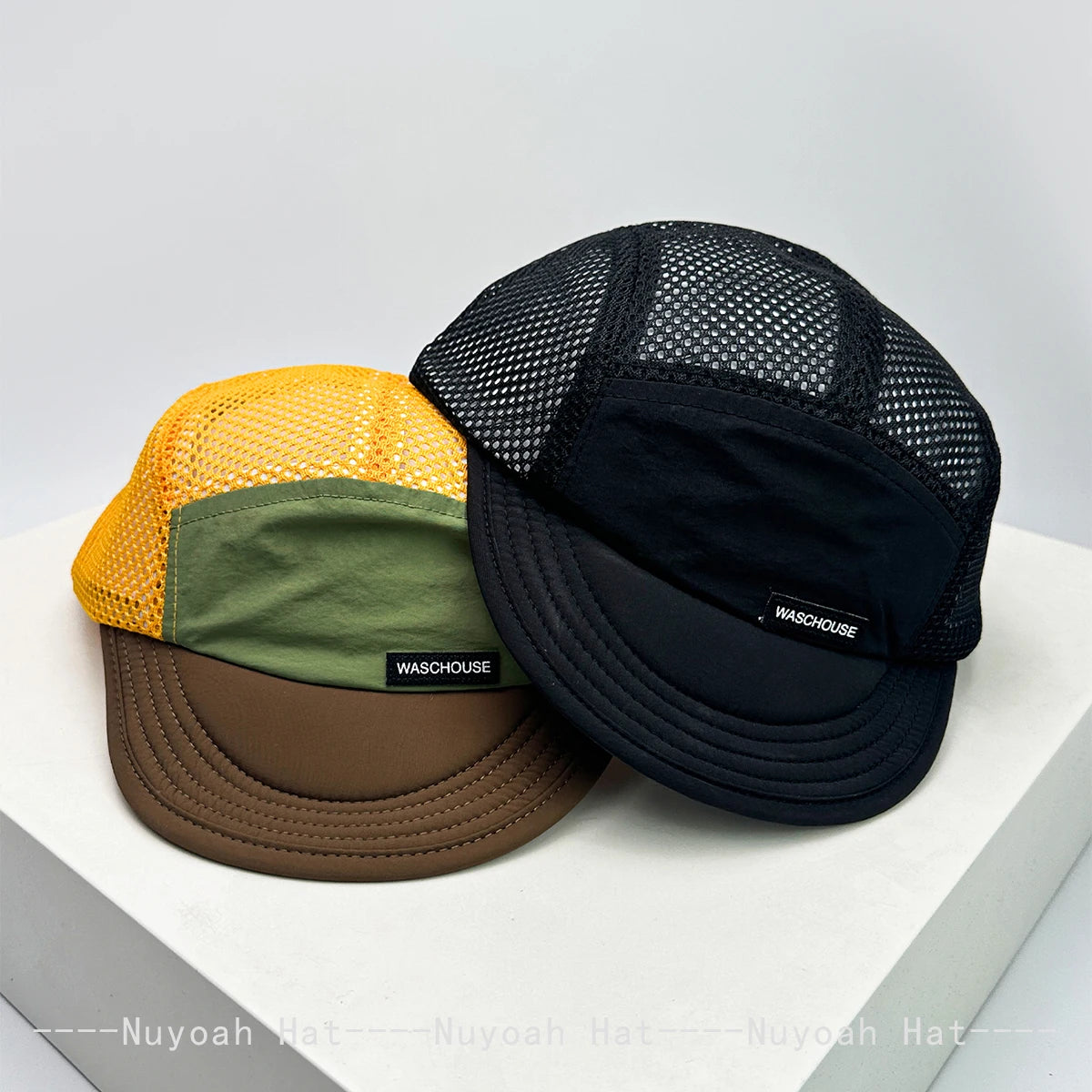 Cappellini da baseball unisex semplici in rete con lettere, parasole, ad asciugatura rapida, traspiranti, con visiera corta e a punta, versatili, alla moda, per attività all’aperto