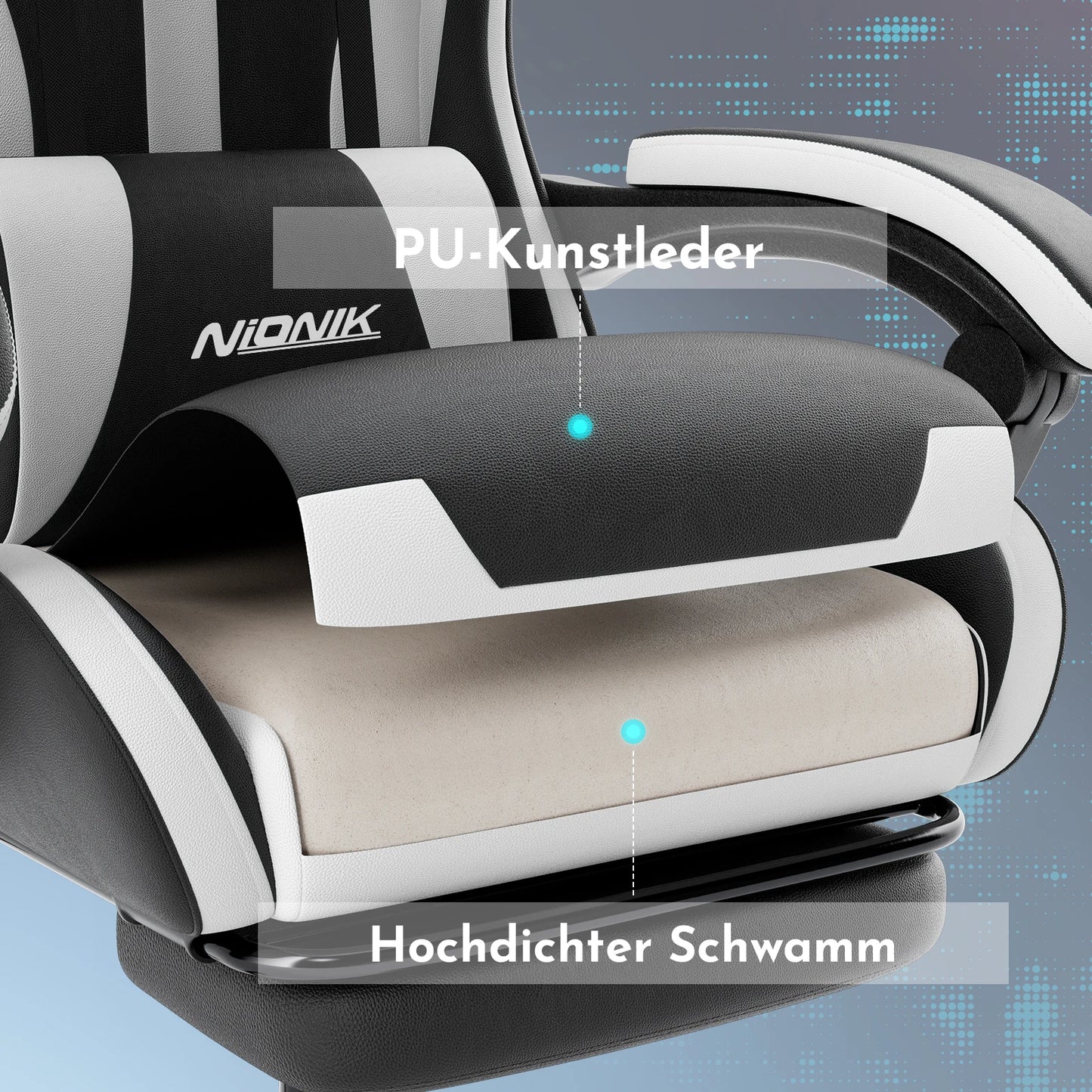 Ergonomic Gaming Chair with Headrest and Lumbar Support For Office Computer Living Room Computer Chair with Footrest