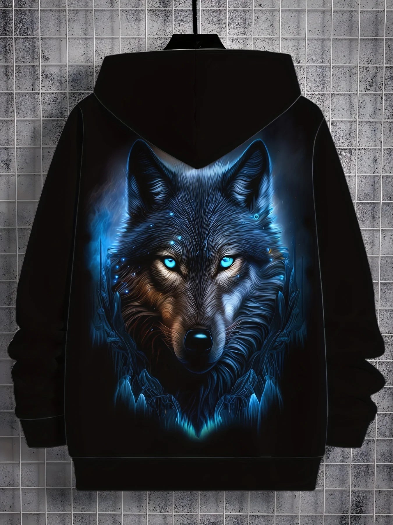 2025 Fashion Men's Autumn Wolf Printed Comfortable Soft Hooded Sports Shirt Outdoor City Street Top