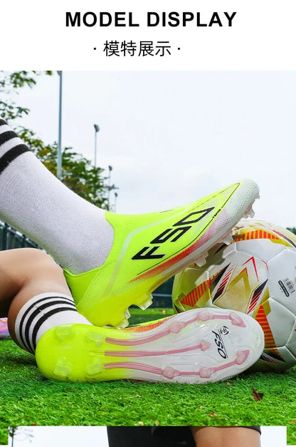 New Men's Soccer Shoes Grass Cleats High-Quality Match Outdoor Football Boots Non-Slip Boys Sneakers Hot-Selling High-Top Light
