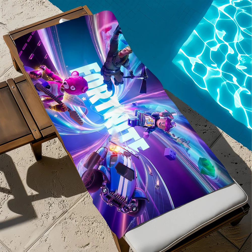 Hauska F-Fortnite-pelitaidepyyhe, pehmeä rantapyyhe, uintiretki, uima-allas, kylpypyyhe, kuntosali, spa, sisustus, lahja, loma