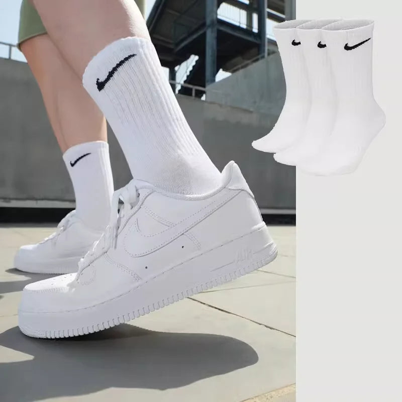 Nike Logo Athletic High-Top-sokker Træningssokker til midt på læggen Unisex-stil Kombinationspakke Hvid SX7676-100