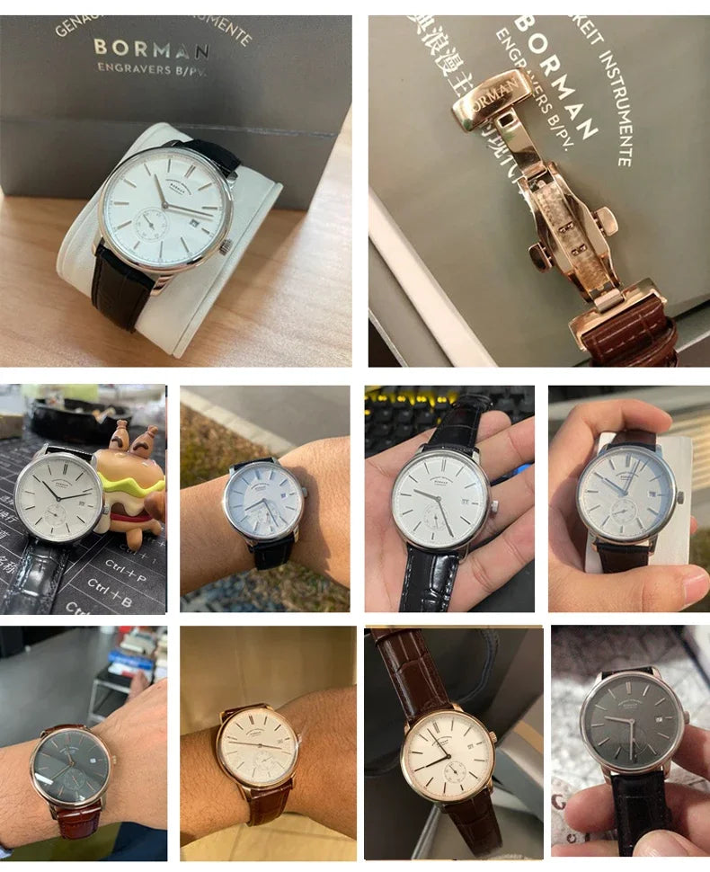 Reloj BORMAN BM3817 TOP nuevo de 42 mm, reloj de lujo para hombre, automático mecánico, cristal de zafiro, ultrafino, impermeable 50M, con subesfera