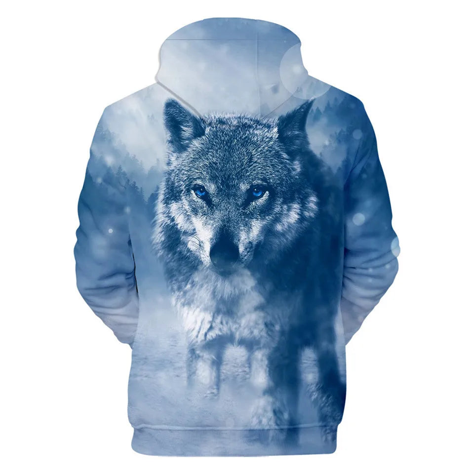 Sweatshirt com Capuz Cool Space Galaxy Wolf para Homem — Lobo Brilhante, Estilo Fashion, Pullover de Primavera e Outono