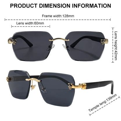 Square Rimless Photochromic Sunglasses Men Vintage Sun Glasses 2026 Luxury Designer Shades Male Cut Lenses Frameless Eyewear