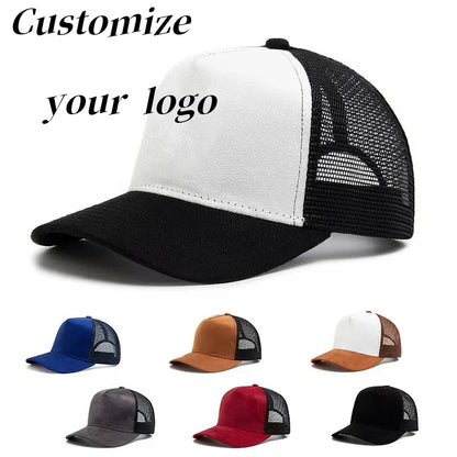 2025 Unisex 5-Panel Mesh Suede Trucker Hat Custom Print Logo Men’s Baseball Cap Spring Summer Breathable Sports Hats Women Gorros