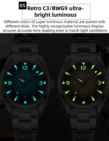 Orologio subacqueo da uomo ADDIESDIVE AD2508 luminoso, impermeabile 100M, in acciaio inossidabile 316L, movimento 8215, automatico meccanico