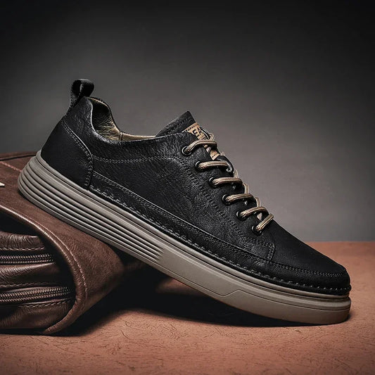 Classic Men's Sneakers Platform Slip-On Casual Leather Sneakers New Comfort Flat Spring Loafers Shoes
