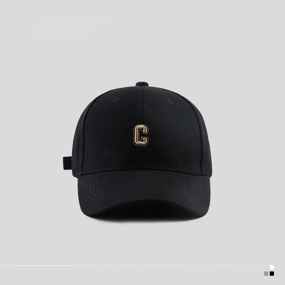 Hard-top C Letter Baseball Cap Men Women's Korean version of the tide peaked cap wide-brimmed big head  the curved brimmed hat