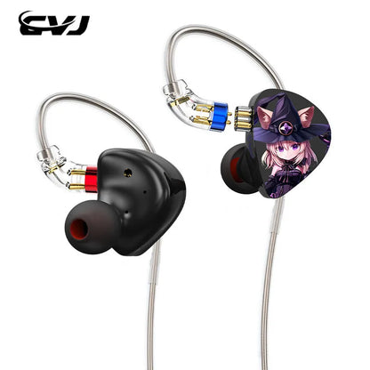 CVJ Night Elf In-Ear Wired Earphones – Dual-Channel 3.5mm HiFi Metal Earbuds with Silver-Plated Cable, High Sensitivity Bass Sound Earhook Headphones