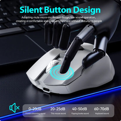 Rato Bluetooth Sem Fios com Indicador Digital de Bateria, Rato Ergonómico Silencioso para PC, Portátil e Gaming, 2.4G/Bluetooth 5.0