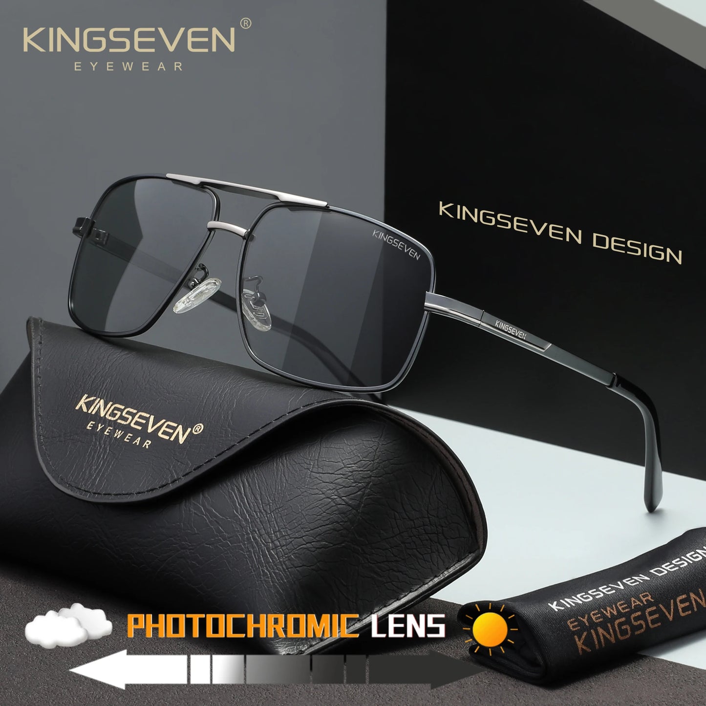 KINGSEVEN Causal Polarized Sunglasses Men Outdoor Driving Fashion Glasses UV400 Rectangle Driving Male Fishing Eyewear