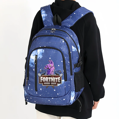 Mochila Fortnite Céu Estrelado de Grande Capacidade, Impermeável, com Compartimento para Portátil e Estampado de Personagem do Jogo, para Estudantes, Rapazes e Raparigas, Regresso às Aulas