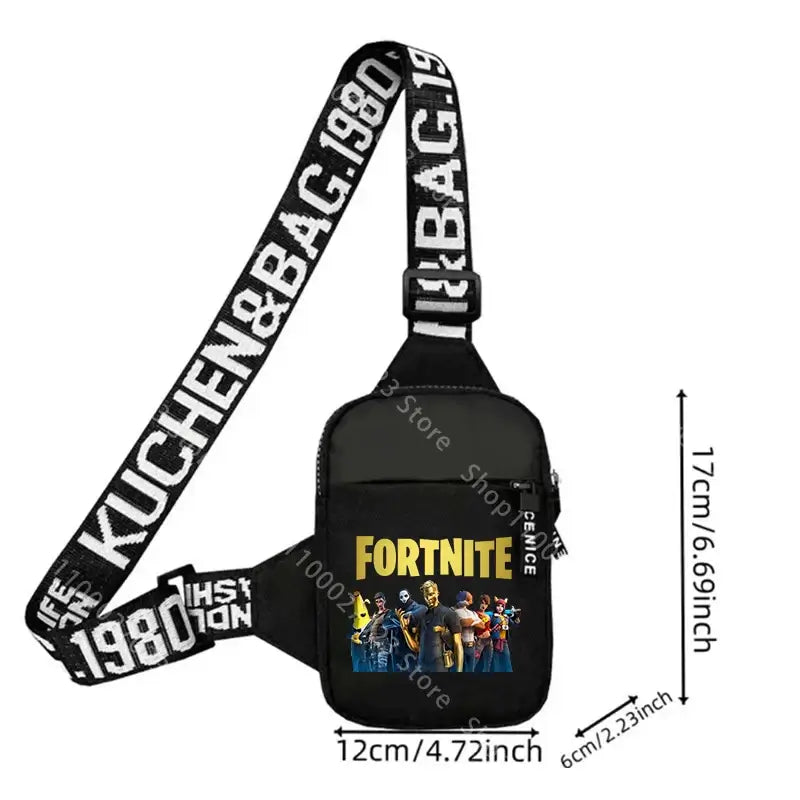 Bolso bandolera para adulto Fortnites, deportivo y casual, ligero, mini bolso para teléfono con estampado de figura de juego de dibujos animados, bolso cruzado de pecho para hombre, regalo