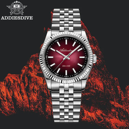 Relógio masculino novo ADDIESDIVE AD2073, vidro de safira, 36mm, VH31, quartz, efeito sunburst, 10Bar, impermeável para mergulho, luminoso
