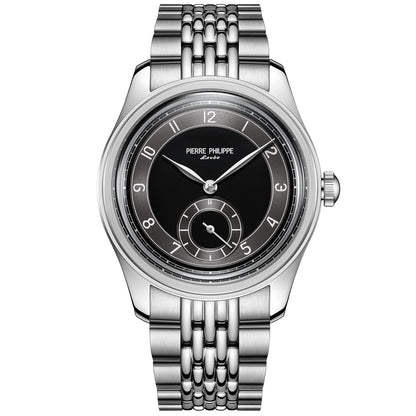 High-end Men's 38MM Watch Black Enamel Dial ST17 Manual Mechanical Watch Leather Waterproof