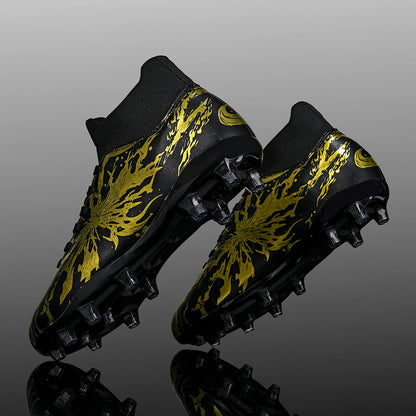 Chaussures de football AG FG pour hommes, tige en PU souple, structure de crampons renforcée, pour adultes, pour les matchs et entraînements de football en plein air sur pelouse.