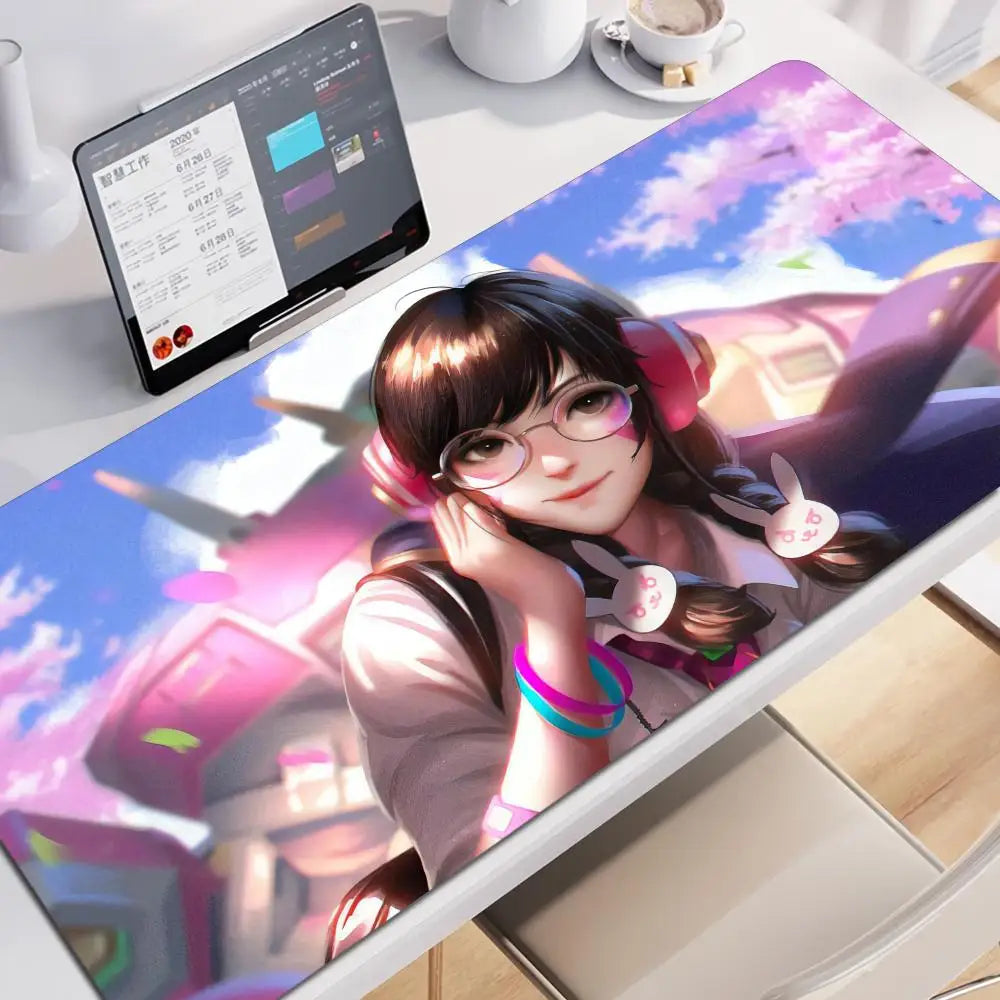 Anime-tyylinen pelityttö Overwatch -suuri hiirimatto 900x400 kannettavalle ja toimistoon, kuminen pehmeä pöytämatto, tietokoneen näppäimistölle, HD-painatus, XXL-hiirimatto