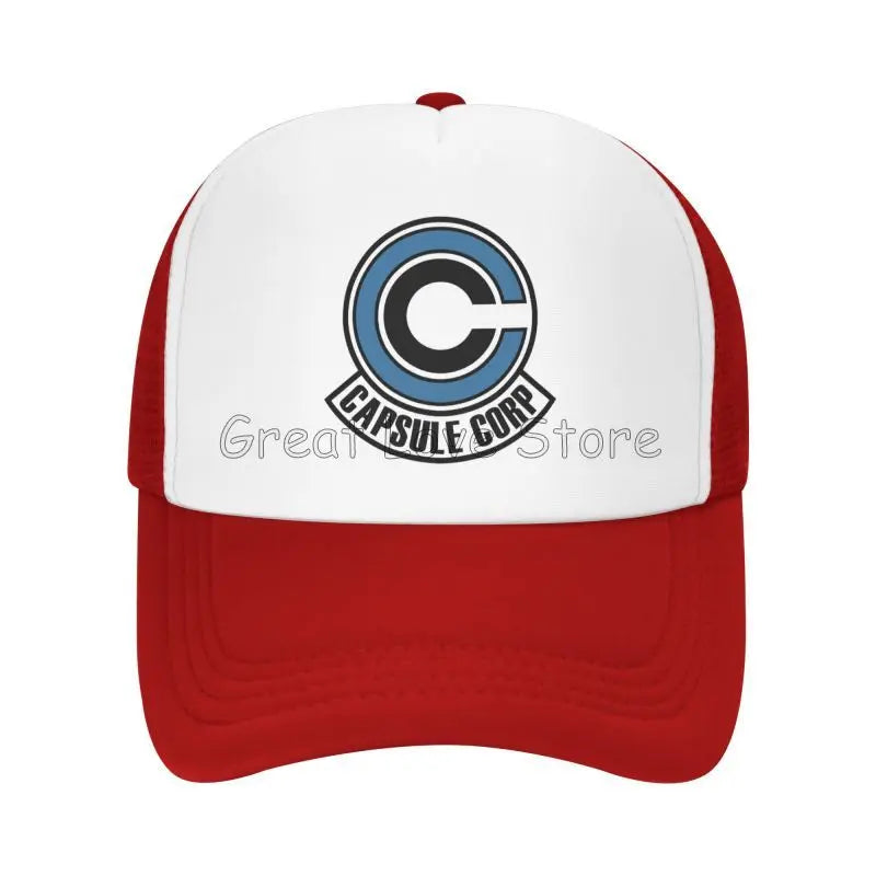 Capsule Corp Cappellini da baseball in rete Unisex Cappellino da camionista in stile hip-hop Cappellino da papà in stile anime DBZ Cappellino da corsa regolabile Cappellini da camionista estivi Cappellini snapback